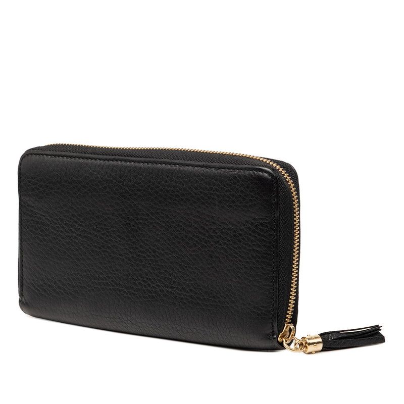 Gucci Interlocking Soho Tassel Zip Around Wallet Black Leather — view 2