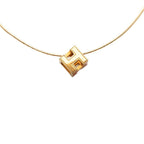 Hermes Cage de Ash Cube Necklace Gold Orange Plated Enamel — view 2