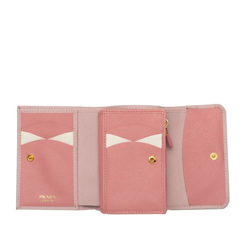 Prada Trifold Wallet Pink Saffiano Leather — view 4
