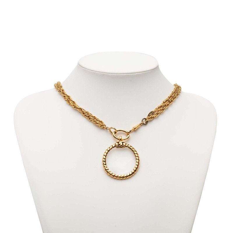 Chanel Vintage Loupe Necklace Double Strand Gold Plated — view 7