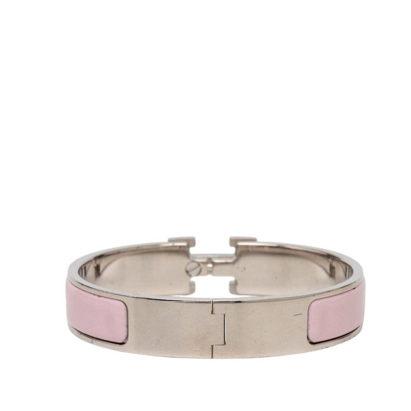 Hermes Click PM Bracelet Silver Pink Metal Enamel — view 3