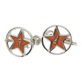 Dior Logo Star Motif Earrings Silver Orange Metal