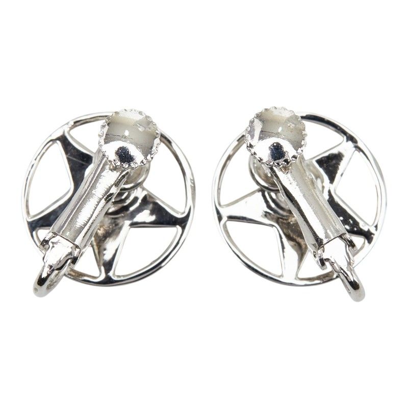 Dior Logo Star Motif Earrings Silver Orange Metal — view 3