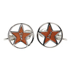 Dior Logo Star Motif Earrings Silver Orange Metal — view 2