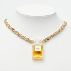 Chanel Allure Perfume Bottle Chain Necklace Gold Plated Leather — view 5