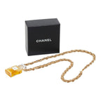 Chanel Allure Perfume Bottle Chain Necklace Gold Plated Leather — view 6