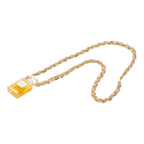 Chanel Allure Perfume Bottle Chain Necklace Gold Plated Leather — view 3