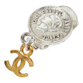 Chanel CC Logo Medallion Vintage Earrings Single Silver Gold Metal Plated