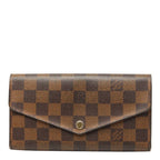 Louis Vuitton Damier Portefeuille Sarah Wallet Brown Leather