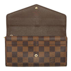 Louis Vuitton Damier Portefeuille Sarah Wallet Brown Leather — view 6