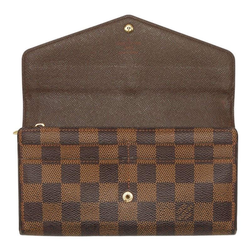 Louis Vuitton Damier Portefeuille Sarah Wallet Brown Leather — view 6