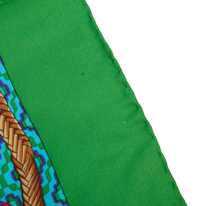 Celine Chain Motif Scarf Green Multicolor Silk — view 3