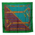 Celine Chain Motif Scarf Green Multicolor Silk