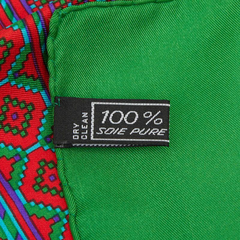 Celine Chain Motif Scarf Green Multicolor Silk — view 5