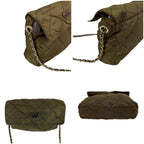 Prada Quilted Processing Triangle Logo Chain Shoulder Bag Pochette Khaki Green — view 6