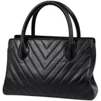 Chanel Stitch Handbag Blanc CC Logo Leather Black