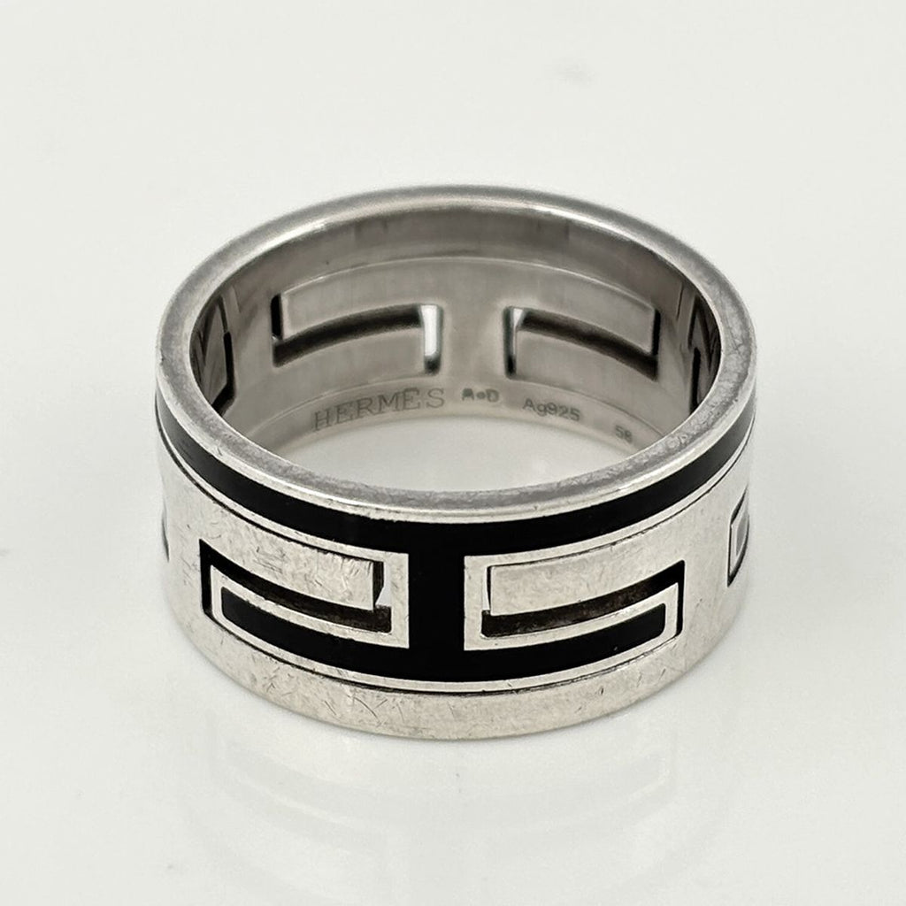 Hermes Mubouche Ring Logo 925 Sterling Silver Black — view 2