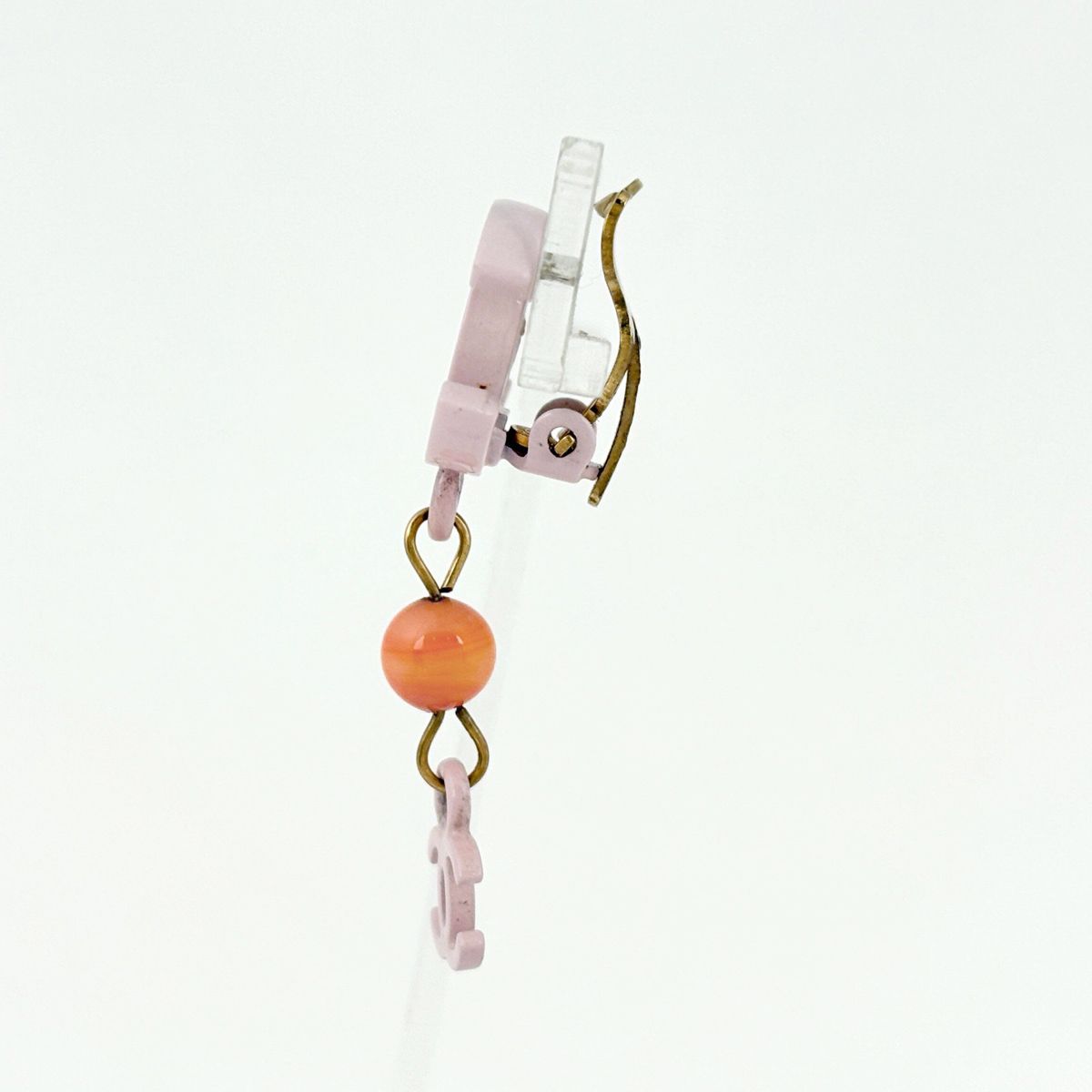 Chanel CC Logo Earrings Swing Gold Plated Pink — view 2