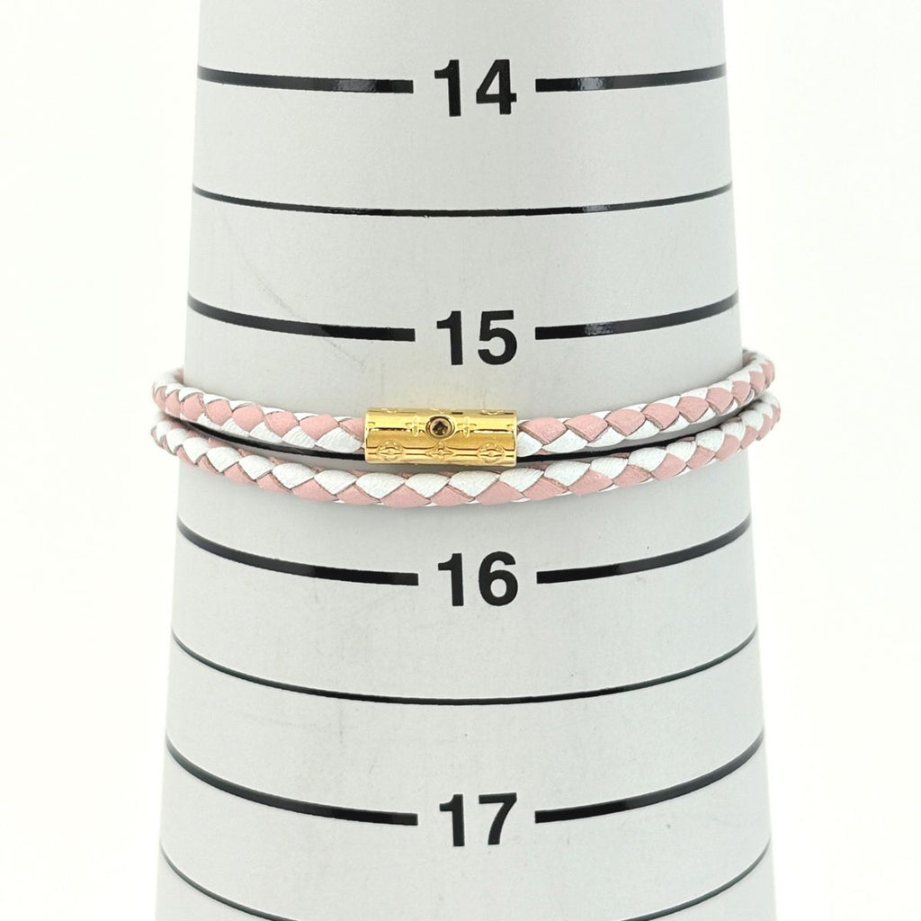 Louis Vuitton Bracelet LV Click It Leather Gold Pink White — view 5