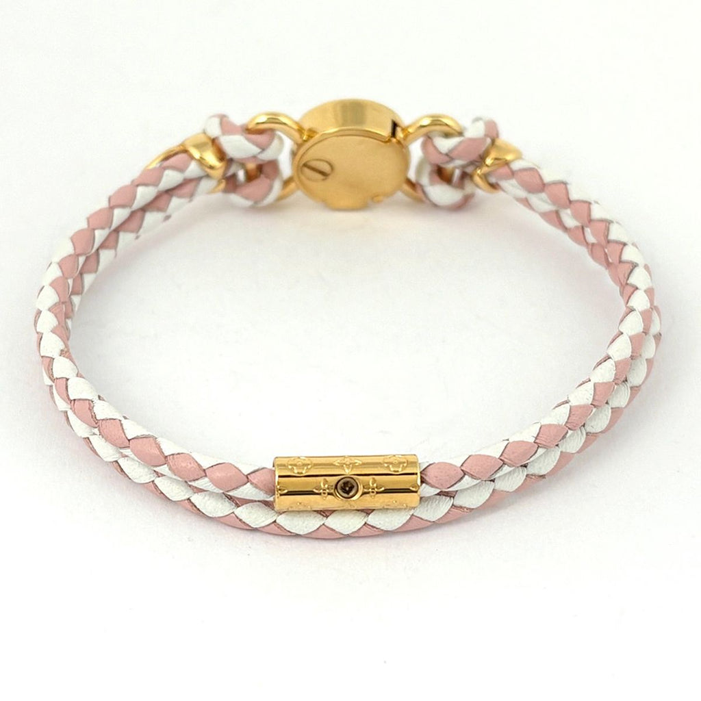 Louis Vuitton Bracelet LV Click It Leather Gold Pink White — view 3