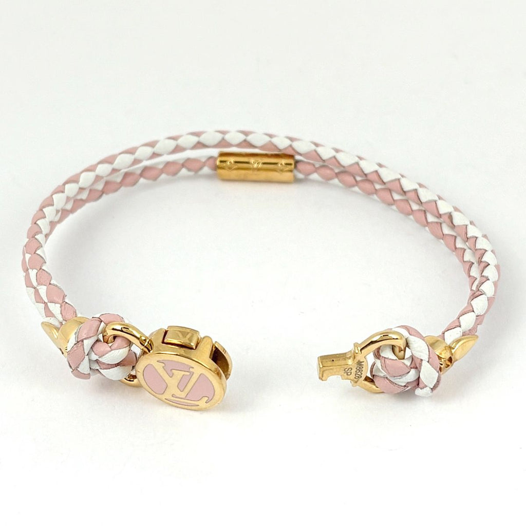 Louis Vuitton Bracelet LV Click It Leather Gold Pink White — view 2