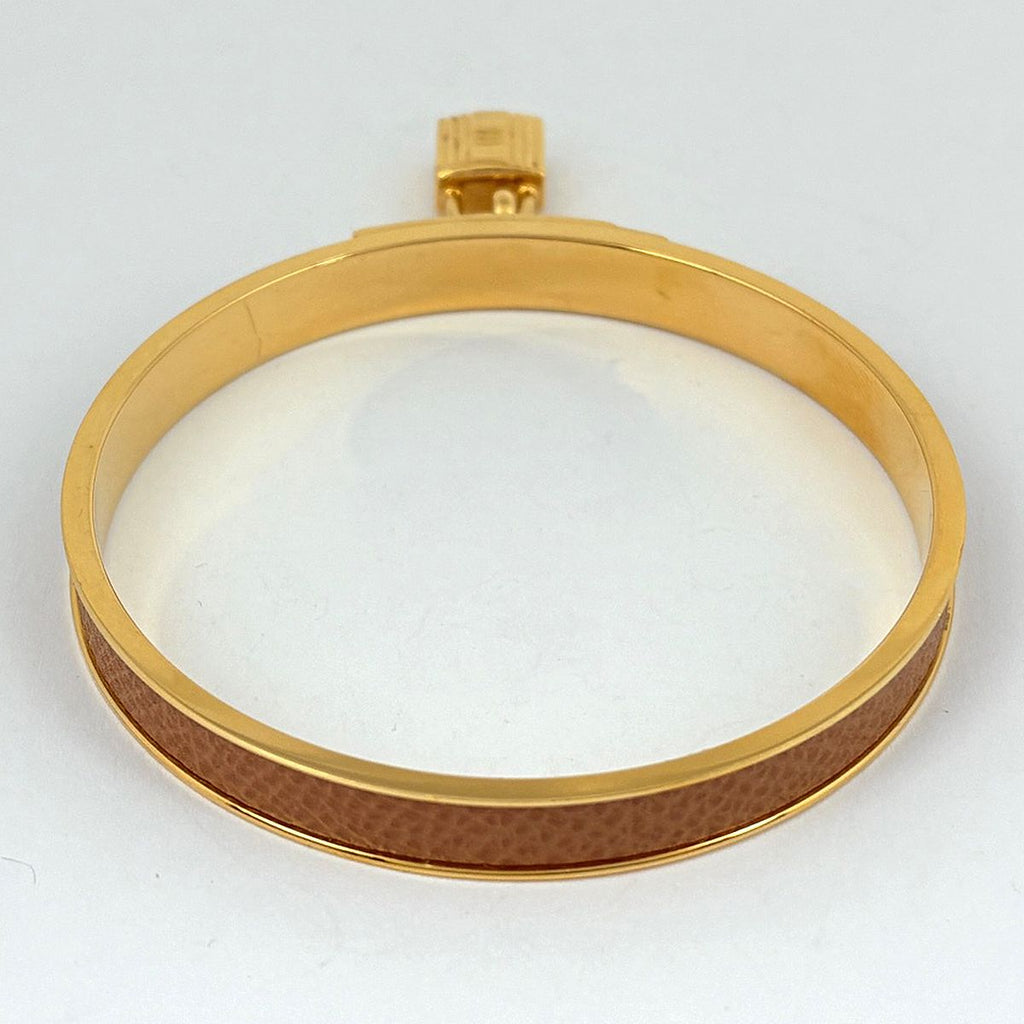 Hermes Kelly Bangle Cadena Leather Gold Brown Bracelet — view 2