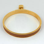 Hermes Kelly Bangle Cadena Leather Gold Brown Bracelet — view 2