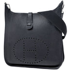 Hermes Evelyne 1 GM Perforated Logo Shoulder Bag Taurillon Clemence Black
