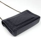 Chanel Stitch Chain Shoulder Bag CC Logo Blanc Leather Black — view 2