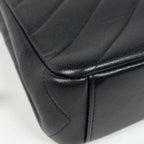 Chanel Stitch Chain Shoulder Bag CC Logo Blanc Leather Black — view 3