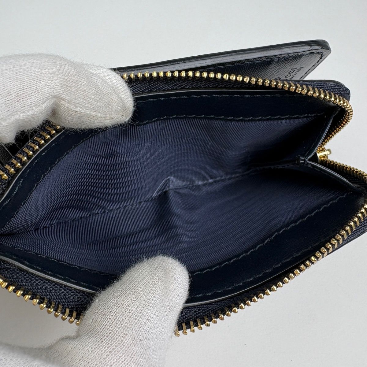 Gucci GG Pattern Bifold Wallet Compact Canvas Navy — view 8