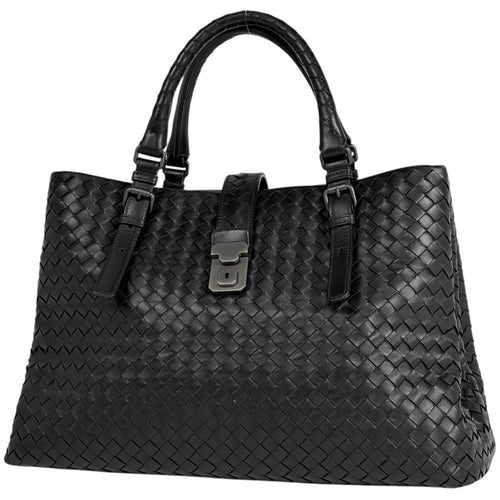 Bottega Veneta Intrecciato Rome Tote Leather Black