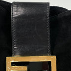Fendi Zucca Logo Shoulder Bag Suede Black — view 4