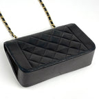 Chanel Diana Quilted Single Flap Chain Shoulder Bag CC Logo Leather Black — view 2