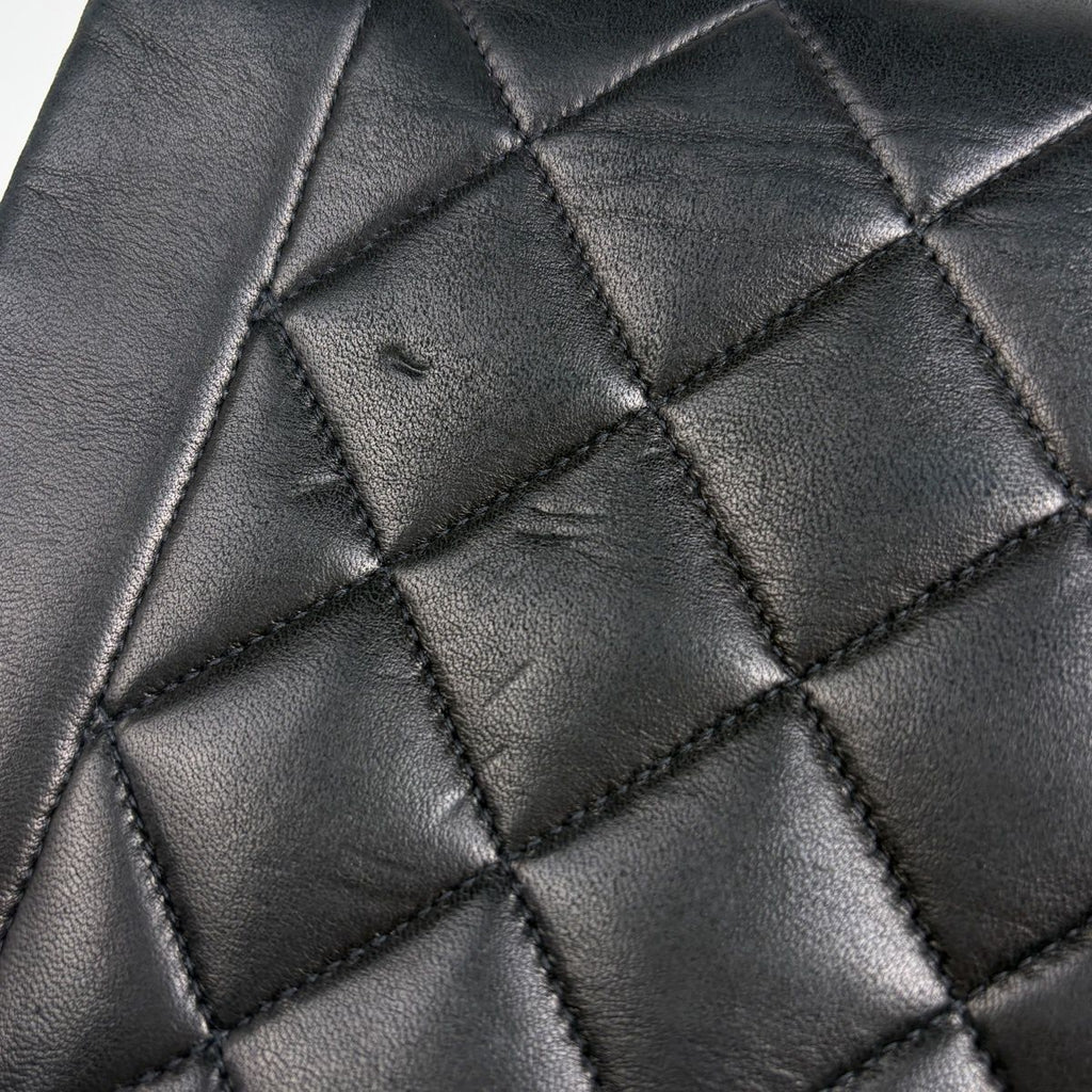 Chanel Diana Quilted Single Flap Chain Shoulder Bag CC Logo Leather Black — view 8