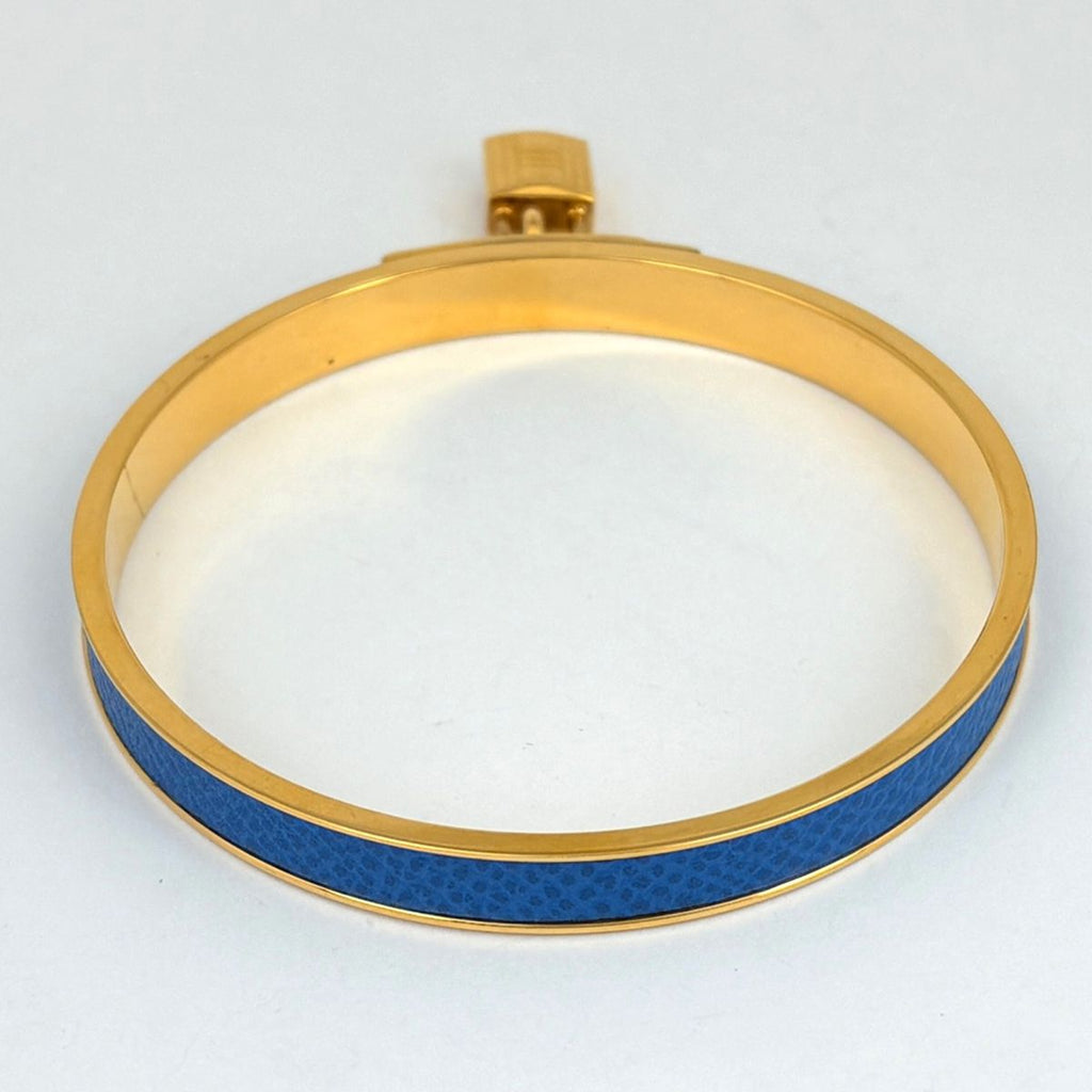 Hermes Kelly Bangle Cadena Leather Gold Blue Bracelet — view 3