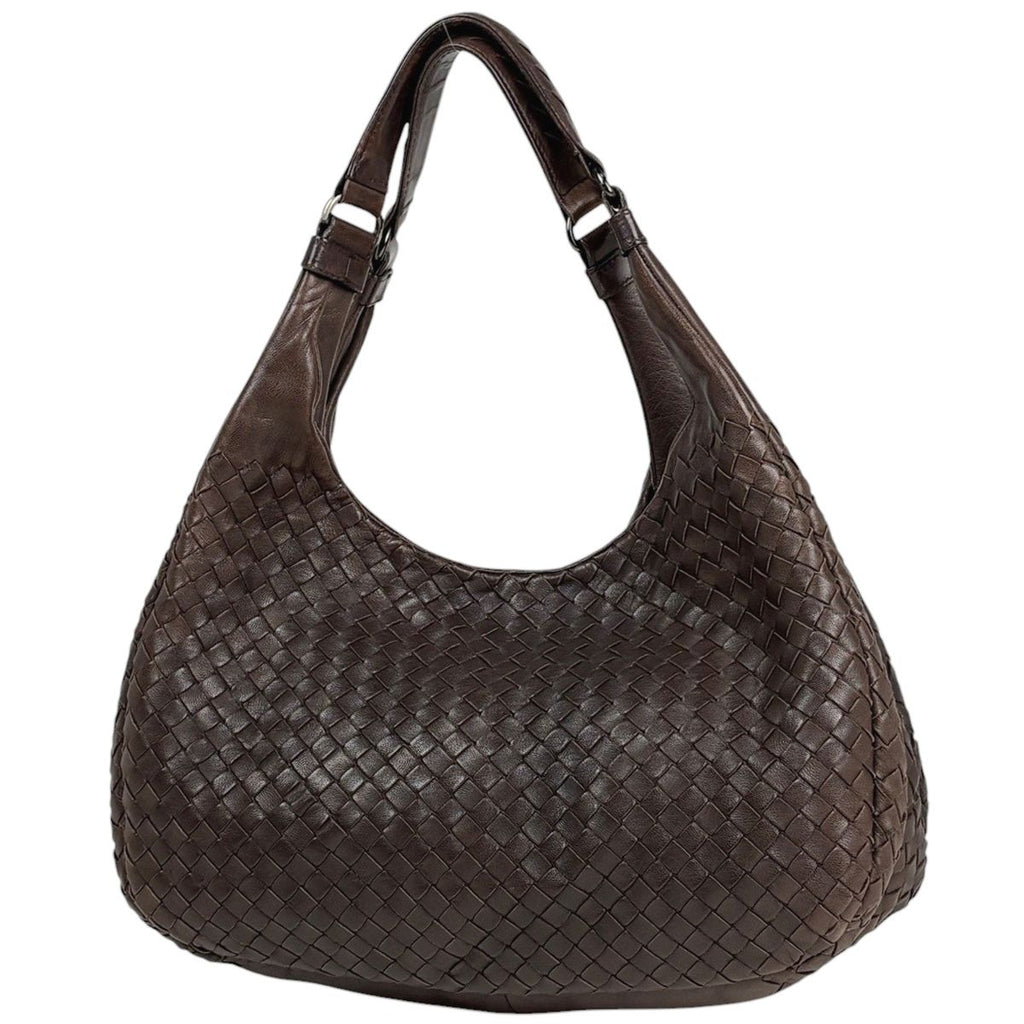 Bottega Veneta Intrecciato Campana Shoulder Bag Leather Brown