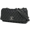 Chanel CC Logo Chain Shoulder Bag Quilted Leather Black