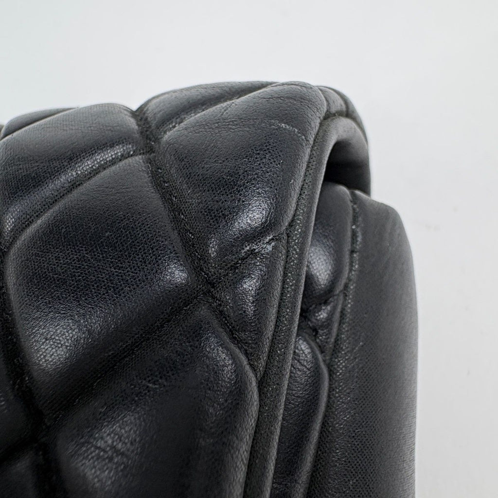 Chanel CC Logo Chain Shoulder Bag Quilted Leather Black — view 6