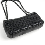 Chanel CC Logo Chain Shoulder Bag Quilted Leather Black — view 2