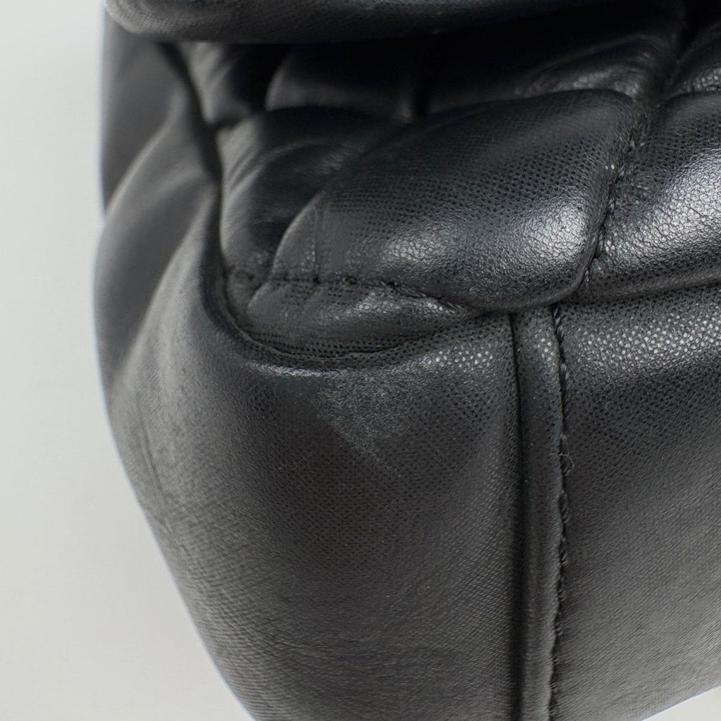 Chanel CC Logo Chain Shoulder Bag Quilted Leather Black — view 4