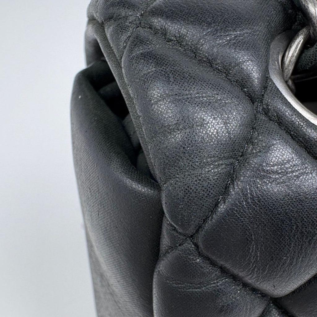 Chanel CC Logo Chain Shoulder Bag Quilted Leather Black — view 7