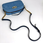 Gucci GG Marmont Chain Shoulder Bag Double Denim Light Blue — view 7