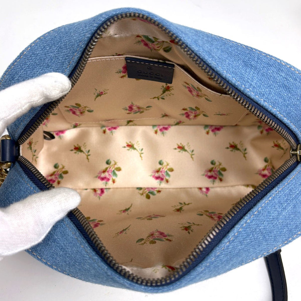 Gucci GG Marmont Chain Shoulder Bag Double Denim Light Blue — view 8