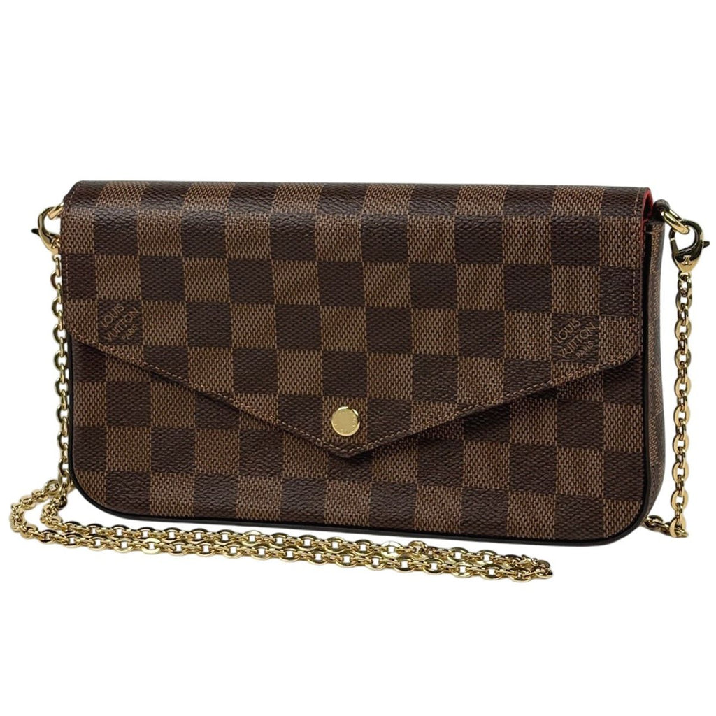 Louis Vuitton Pochette Felicie 2-Way Chain Wallet Shoulder Bag Damier Brown