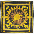 Hermes Carre 90 Cuillers D'afrique African Spoon Scarf Silk Black Yellow