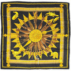 Hermes Carre 90 Cuillers D'afrique African Spoon Scarf Silk Black Yellow