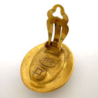 Chanel CC Logo Earrings Oval Gold Plated Black — view 3