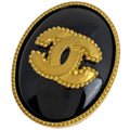 Chanel CC Logo Brooch Gold Plated Black