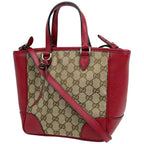 Gucci GG Pattern Handbag 2-Way Canvas Red Beige